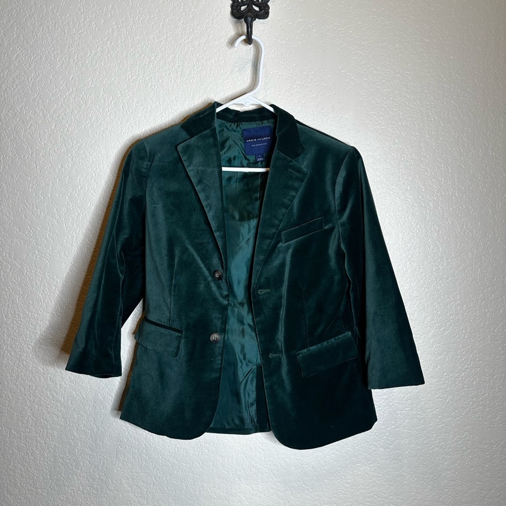 Janie And Jack Green Velvet Boys Blazer